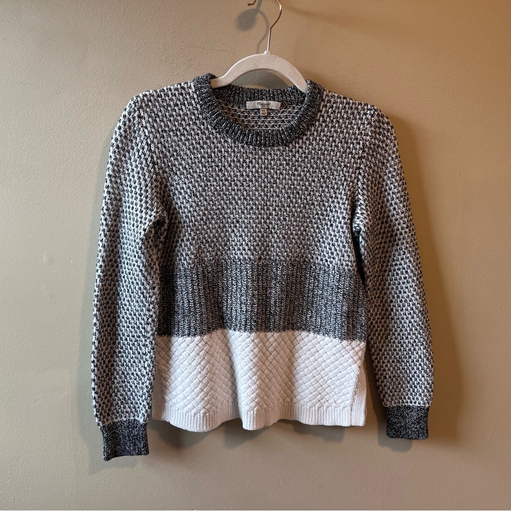 Madewell Colorblock knit long sleeve jacquard sweater size XS